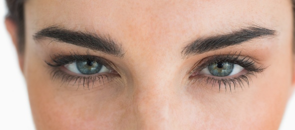 woman wearing coloured contact lenses