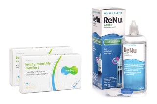 Lenjoy Monthly Comfort (12 lenzen) + ReNu MultiPlus 360 ml met lenzendoosjes
