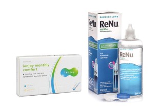 Lenjoy Monthly Comfort (6 lenzen) + ReNu MultiPlus 360 ml met lenzendoosjes