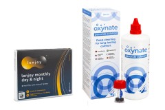 Lenjoy Monthly Day & Night (3 lenzen) + Oxynate Peroxide 380 ml met lenzendoosje