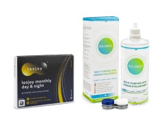Lenjoy Monthly Day & Night (3 lenzen) + Solunate Multi-Purpose 400 ml met lenzendoosje