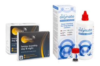 Lenjoy Monthly Day & Night (9 lenzen) + Oxynate Peroxide 380 ml met lenzendoosje