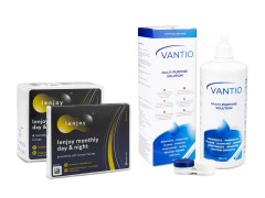 Lenjoy Monthly Day & Night (9 lenzen) + Vantio Multi-Purpose 360 ml met lenzendoosje