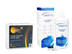 Lenjoy Monthly Day & Night (6 lenzen) + Vantio Multi-Purpose 360 ml met lenzendoosje